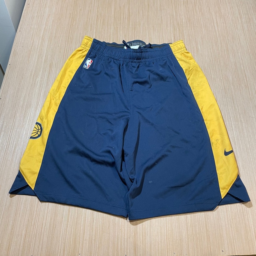 Nike Basketball Shorts Mens Indiana Pacers Navy Yellow Large NBA Athletic